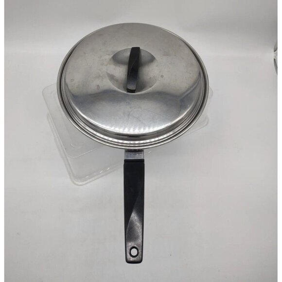 Vintage FLINT WARE-EKCO Stainless Steel 10" SKILLET Frying Pan with Lid USA - Picture 3 of 12